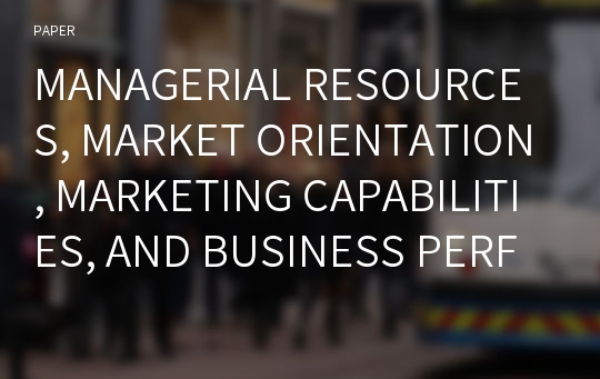 MANAGERIAL RESOURCES, MARKET ORIENTATION, MARKETING CAPABILITIES, AND BUSINESS PERFORMANCE: AN EMPIRICAL ANALYSIS OF JAPANESE MANUFACTURING COMPANIES