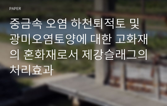 중금속 오염 하천퇴적토 및 광미오염토양에 대한 고화재의 혼화재로서 제강슬래그의 처리효과