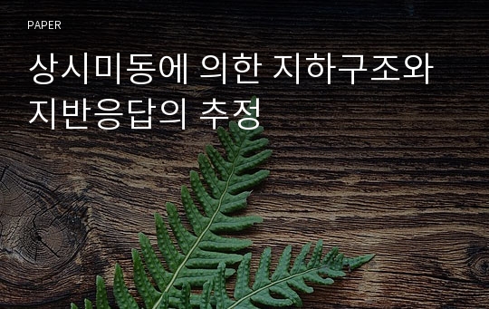 상시미동에 의한 지하구조와 지반응답의 추정