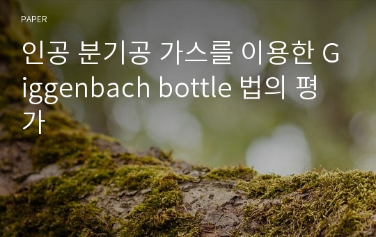 인공 분기공 가스를 이용한 Giggenbach bottle 법의 평가