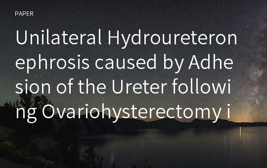 Unilateral Hydroureteronephrosis caused by Adhesion of the Ureter following Ovariohysterectomy in a Bitch