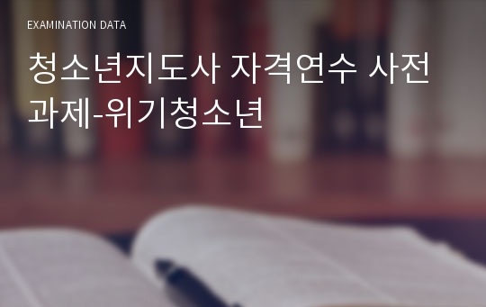 청소년지도사 자격연수 사전과제-위기청소년