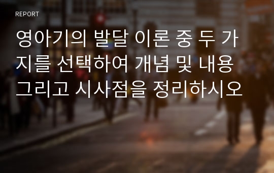 영아기의 발달 이론 중 두 가지를 선택하여 개념 및 내용 그리고 시사점을 정리하시오