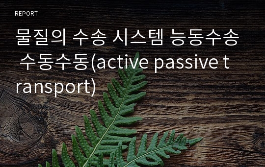 물질의 수송 시스템 능동수송 수동수동(active passive transport)