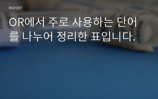 OR에서 주로 사용하는 단어를 나누어 정리한 표입니다.