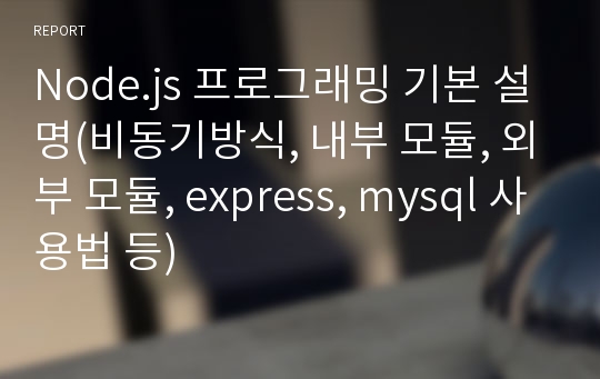 Node.js 프로그래밍 기본 설명(비동기방식, 내부 모듈, 외부 모듈, express, mysql 사용법 등)