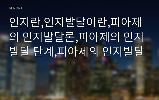 인지란,인지발달이란,피아제의 인지발달론,피아제의 인지발달 단계,피아제의 인지발달