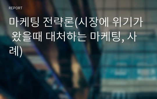 마케팅 전략론(시장에 위기가 왔을때 대처하는 마케팅, 사례)