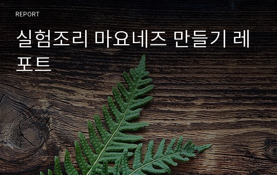 실험조리 마요네즈 만들기 레포트