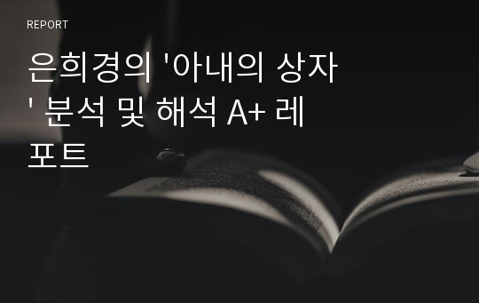 은희경의 &#039;아내의 상자&#039; 분석 및 해석 A+ 레포트