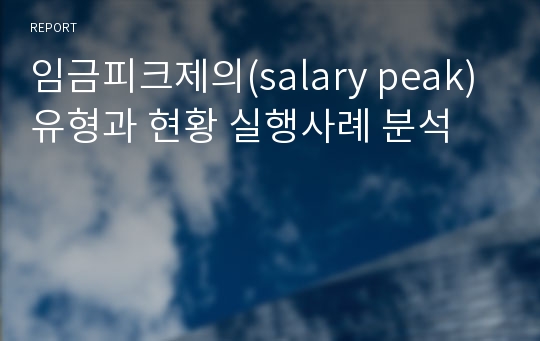 임금피크제의(salary peak) 유형과 현황 실행사례 분석