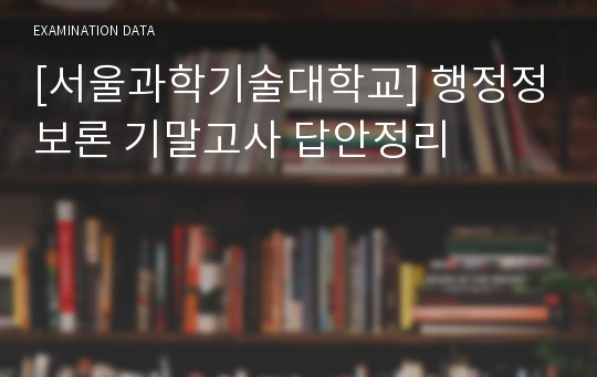 [서울과학기술대학교] 행정정보론 기말고사 답안정리