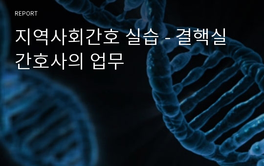 지역사회간호 실습 - 결핵실 간호사의 업무