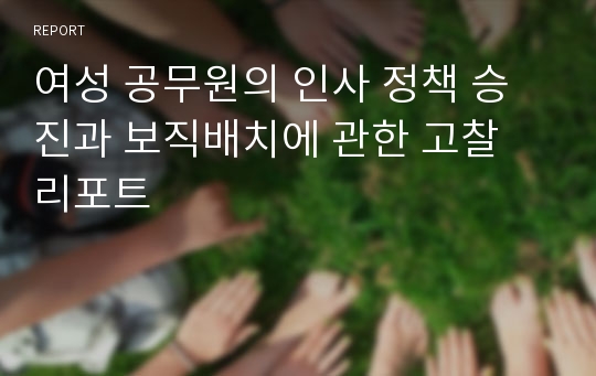 여성 공무원의 인사 정책 승진과 보직배치에 관한 고찰 리포트