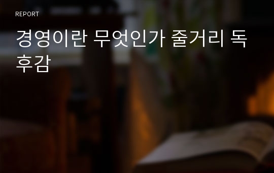 경영이란 무엇인가 줄거리 독후감