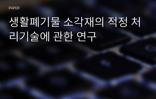 생활폐기물 소각재의 적정 처리기술에 관한 연구