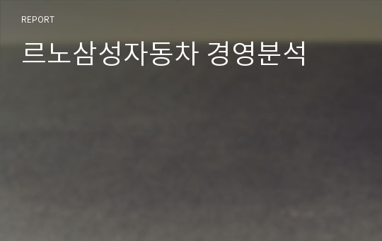 르노삼성자동차 경영분석