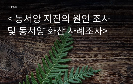 &lt; 동서양 지진의 원인 조사 및 동서양 화산 사례조사&gt;