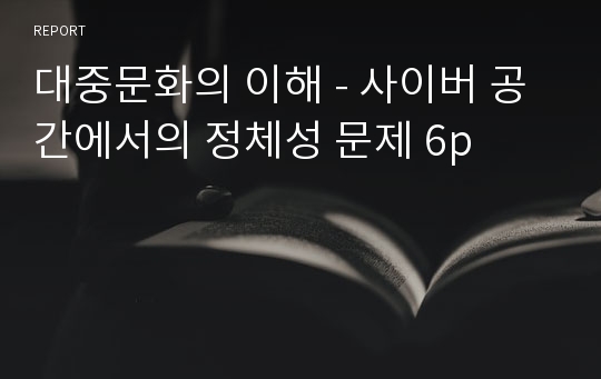 대중문화의 이해 - 사이버 공간에서의 정체성 문제 6p