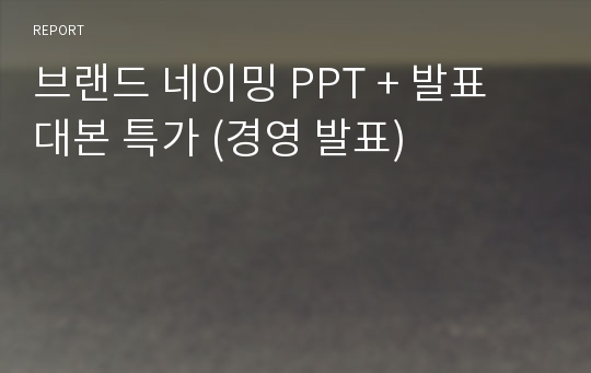 브랜드 네이밍 PPT + 발표 대본 특가 (경영 발표)