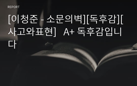 [이청준 - 소문의벽][독후감][사고와표현]   A+ 독후감입니다