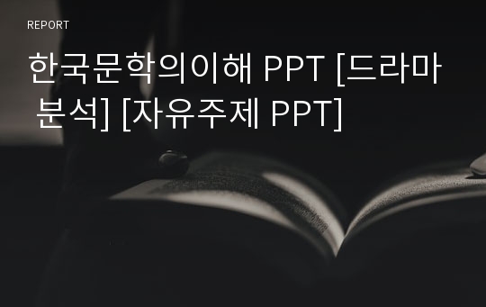 한국문학의이해 PPT [드라마 분석] [자유주제 PPT]