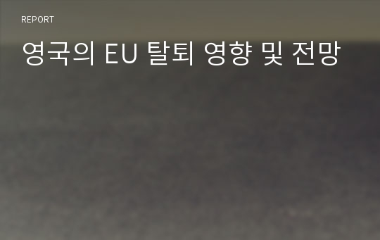 영국의 EU 탈퇴 영향 및 전망