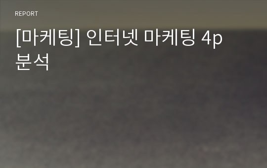 [마케팅] 인터넷 마케팅 4p 분석