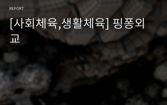 [사회체육,생활체육] 핑퐁외교