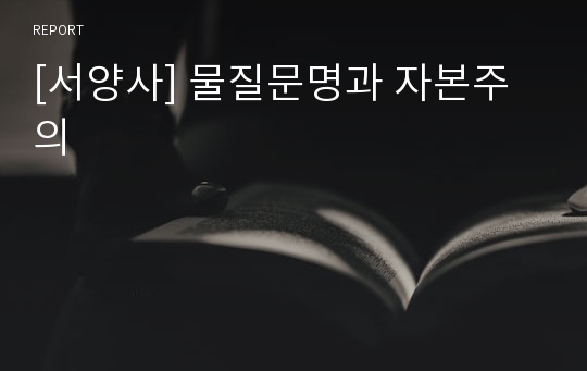 [서양사] 물질문명과 자본주의