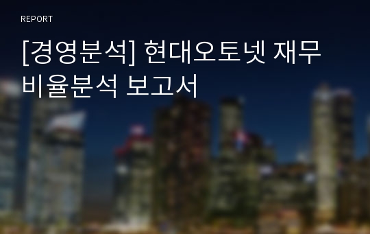 [경영분석] 현대오토넷 재무비율분석 보고서