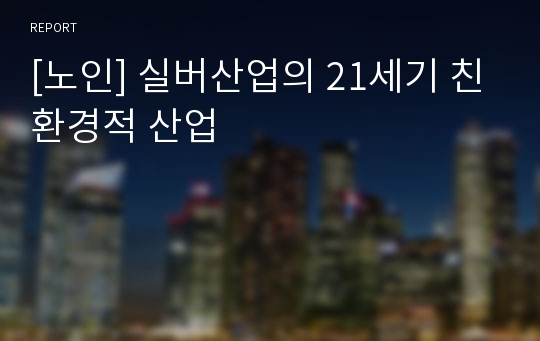 [노인] 실버산업의 21세기 친환경적 산업