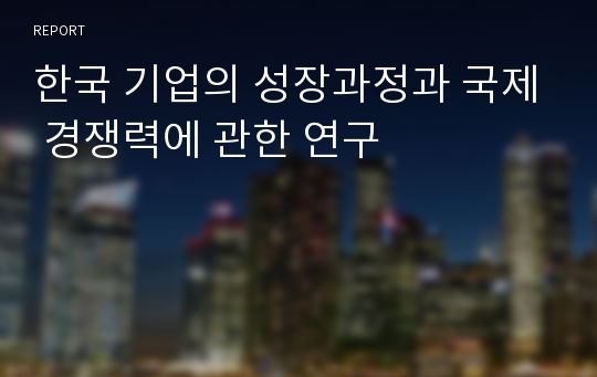 한국 기업의 성장과정과 국제 경쟁력에 관한 연구