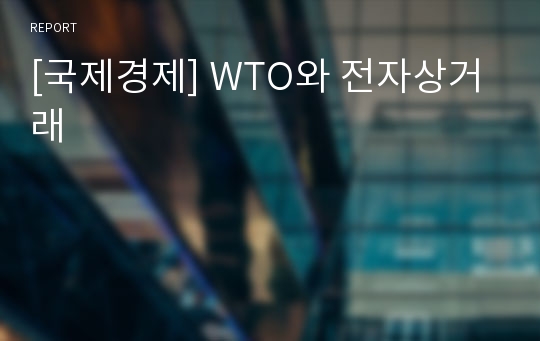 [국제경제] WTO와 전자상거래