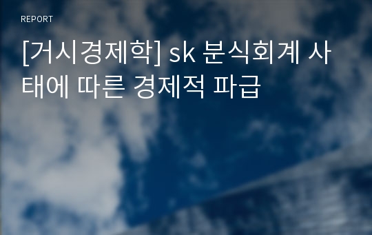 [거시경제학] sk 분식회계 사태에 따른 경제적 파급