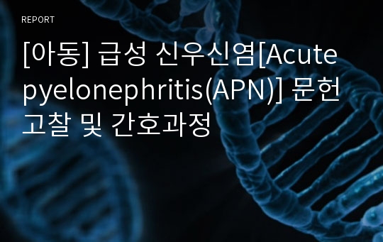 [아동] 급성 신우신염[Acute pyelonephritis(APN)] 문헌고찰 및 간호과정