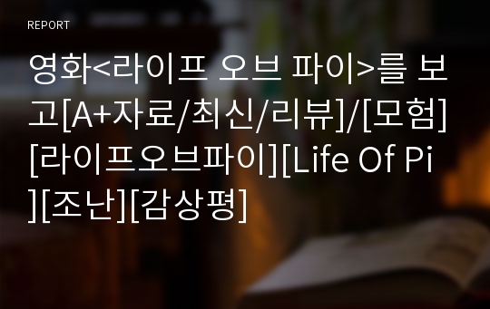 영화&lt;라이프 오브 파이&gt;를 보고[A+자료/최신/리뷰]/[모험][라이프오브파이][Life Of Pi][조난][감상평]