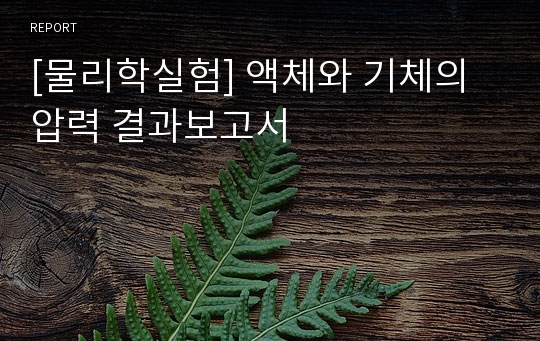 [물리학실험] 액체와 기체의 압력 결과보고서