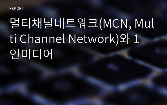 멀티채널네트워크(MCN, Multi Channel Network)와 1인미디어