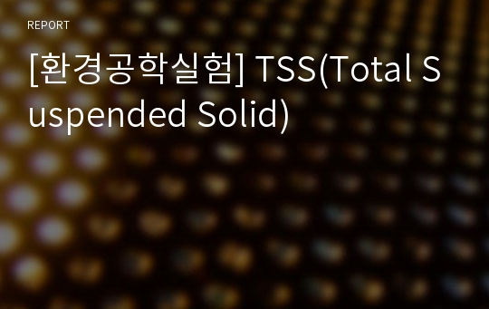 [환경공학실험] TSS(Total Suspended Solid)
