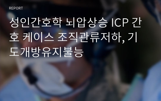 성인간호학 뇌압상승 ICP 간호 케이스 조직관류저하, 기도개방유지불능