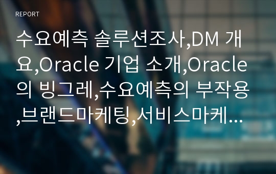 수요예측 솔루션조사,DM 개요,Oracle 기업 소개,Oracle의 빙그레,수요예측의 부작용,브랜드마케팅,서비스마케팅,글로벌경영