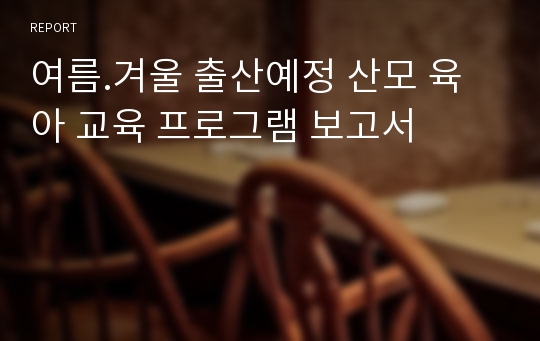 여름.겨울 출산예정 산모 육아 교육 프로그램 보고서