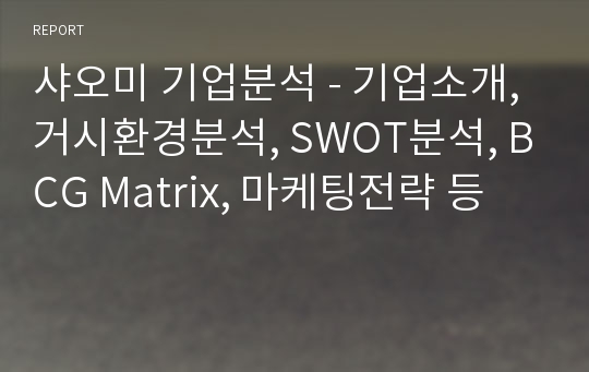 샤오미 기업분석 - 기업소개, 거시환경분석, SWOT분석, BCG Matrix, 마케팅전략 등