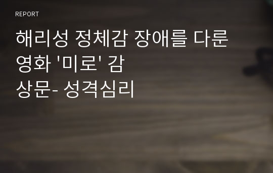 해리성 정체감 장애를 다룬 영화 &#039;미로&#039; 감상문- 성격심리