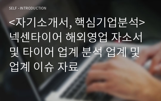 &lt;자기소개서, 핵심기업분석&gt;넥센타이어 해외영업 부문 자소서 + 타이어 업계 분석 업계 및 업계 이슈 자료