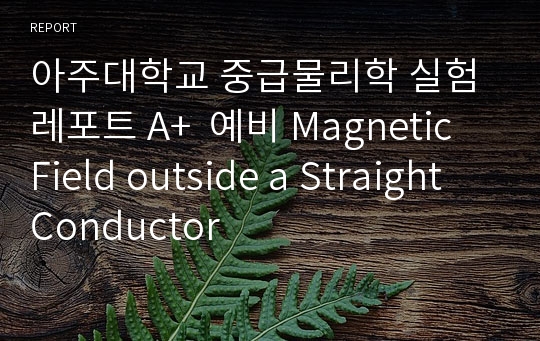 아주대학교 중급물리학 실험 레포트 A+  예비 Magnetic Field outside a Straight Conductor