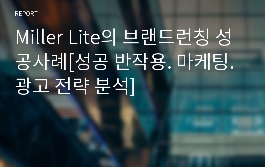 Miller Lite의 브랜드런칭 성공사례[성공 반작용. 마케팅. 광고 전략 분석]