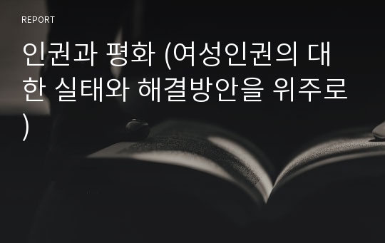 인권과 평화 (여성인권의 대한 실태와 해결방안을 위주로)