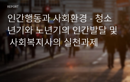 인간행동과 사회환경 - 청소년기와 노년기의 인간발달 및 사회복지사의 실천과제